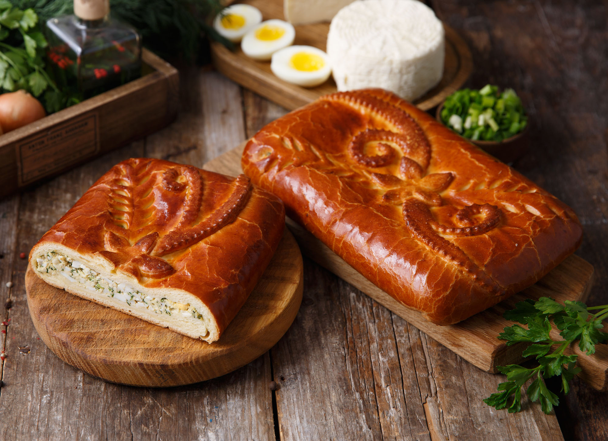 Пирог "Акуловский" с сыром, яйцом и зеленью